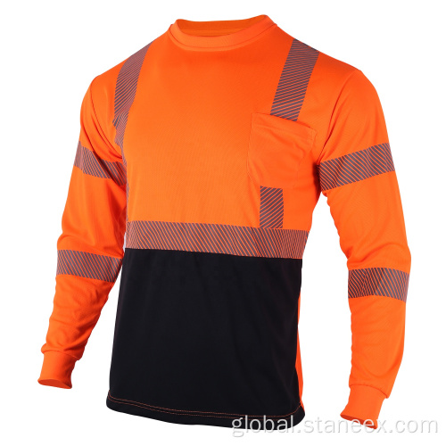 Safety Green Shirts Class2 High Visibility Black Bottom Reflective Work Shirts Factory